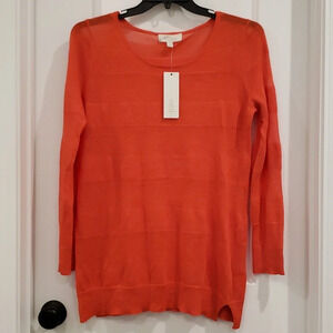 Mesh Tonal Stripped Orange Top XL Spring Summer Festival